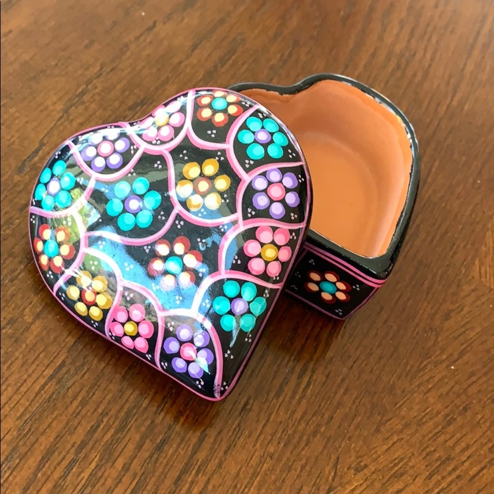 Heart shaped Mexican style jewelry box
